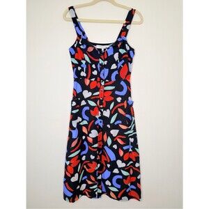 HUNTER BELL Anderson Midi Abstract Linen Dress Size 4 $340